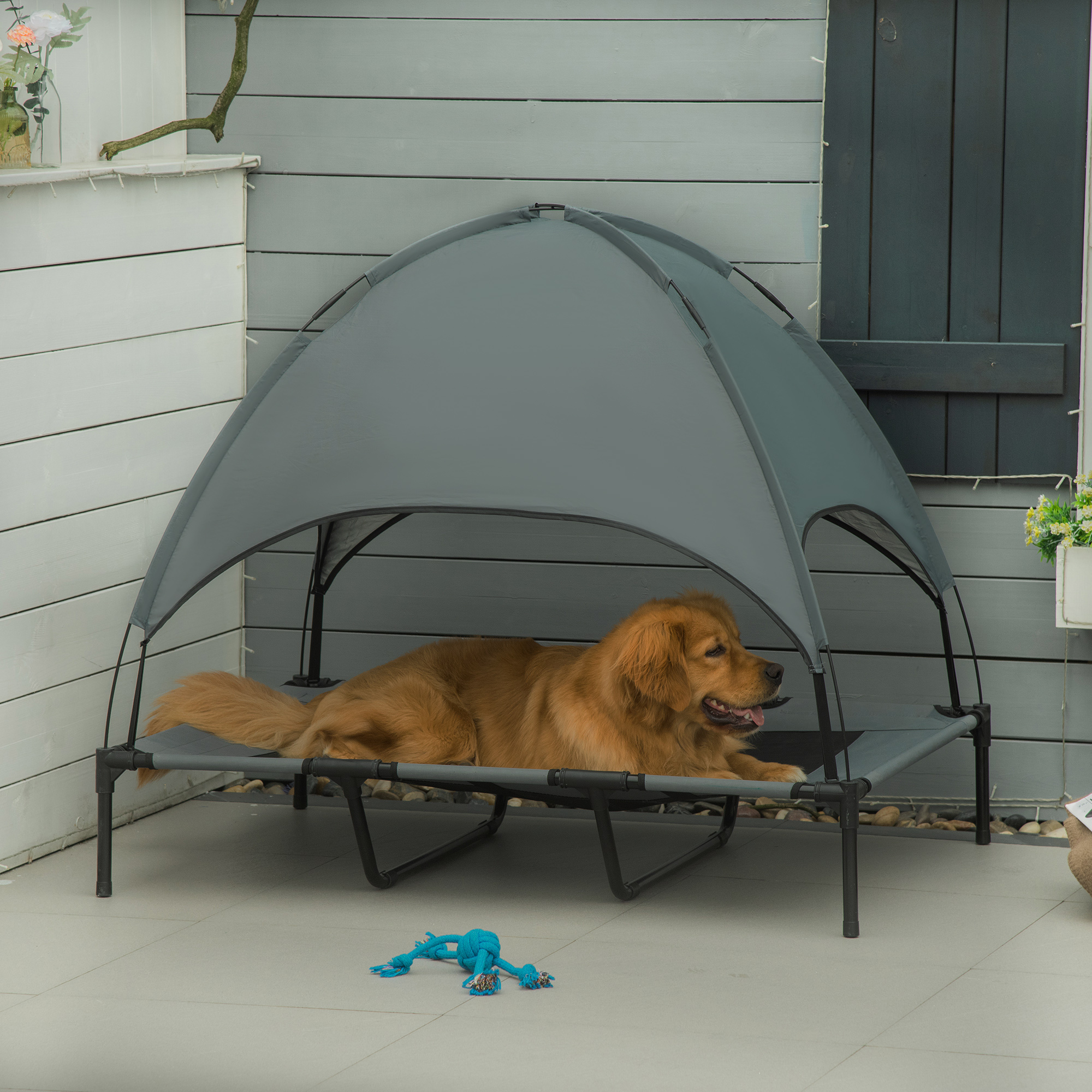 Lit surélevé chien 48"x36" auvent UV protection