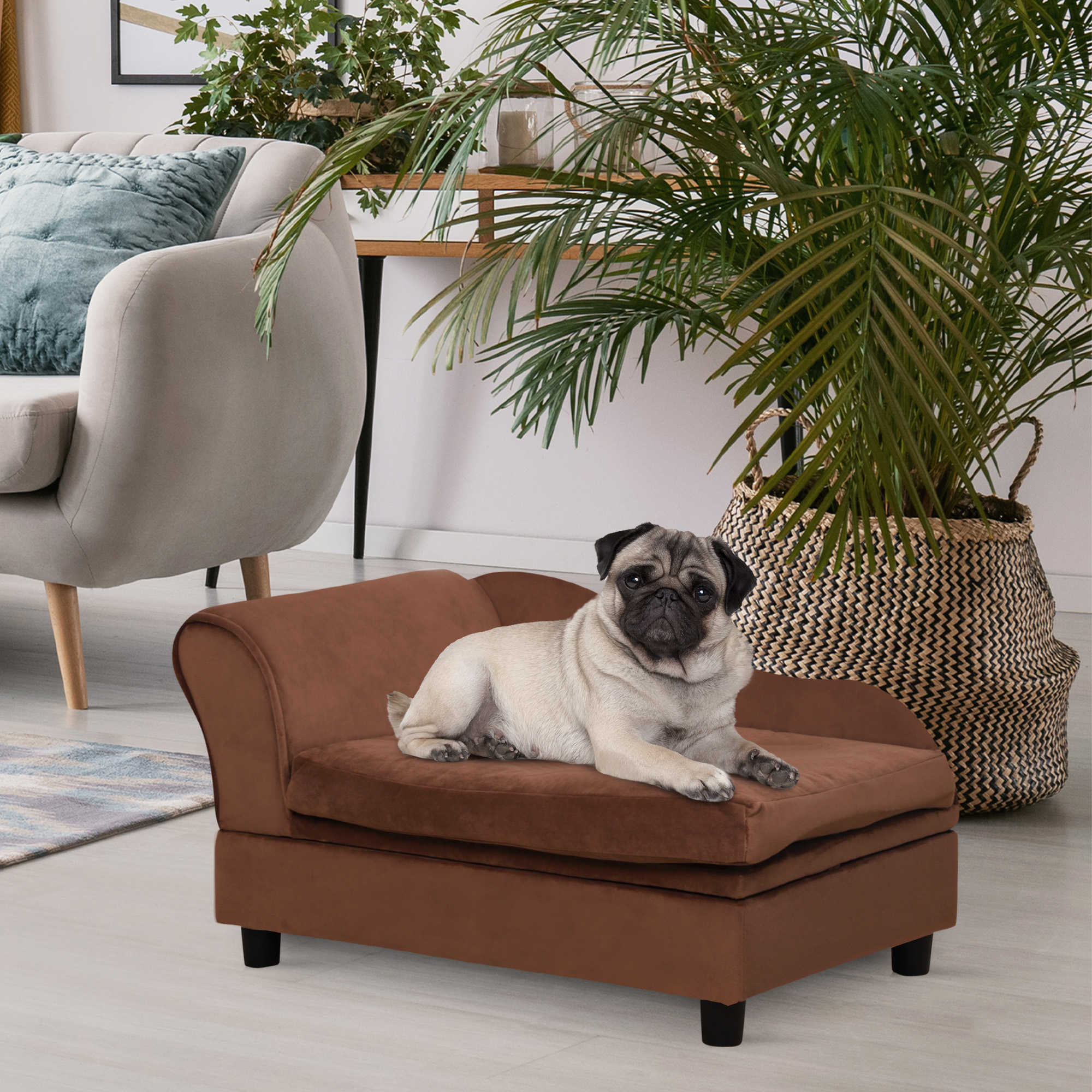 Sofa chat chien petit rangement marron