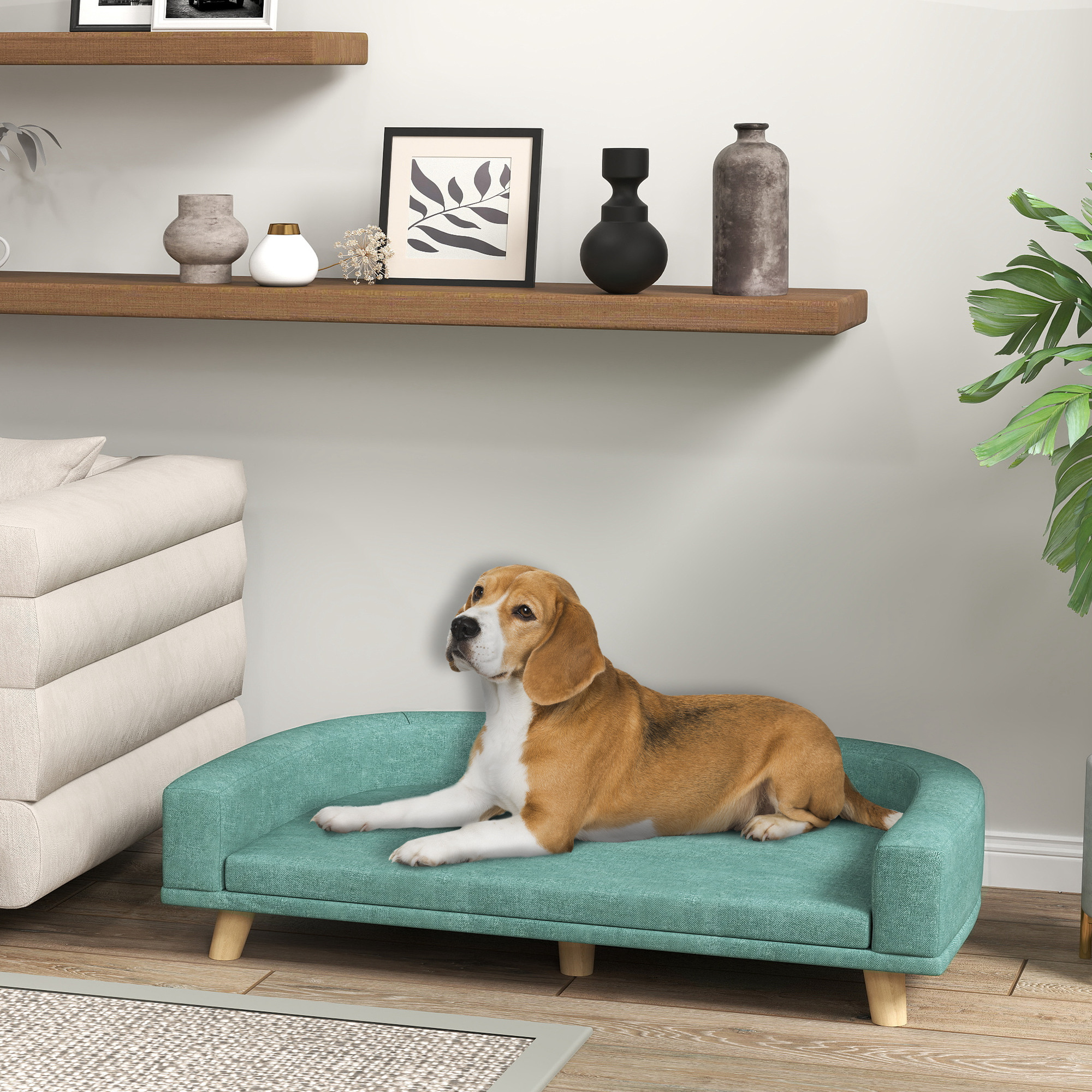 Sofa lit chien lavable grands chiens chats vert