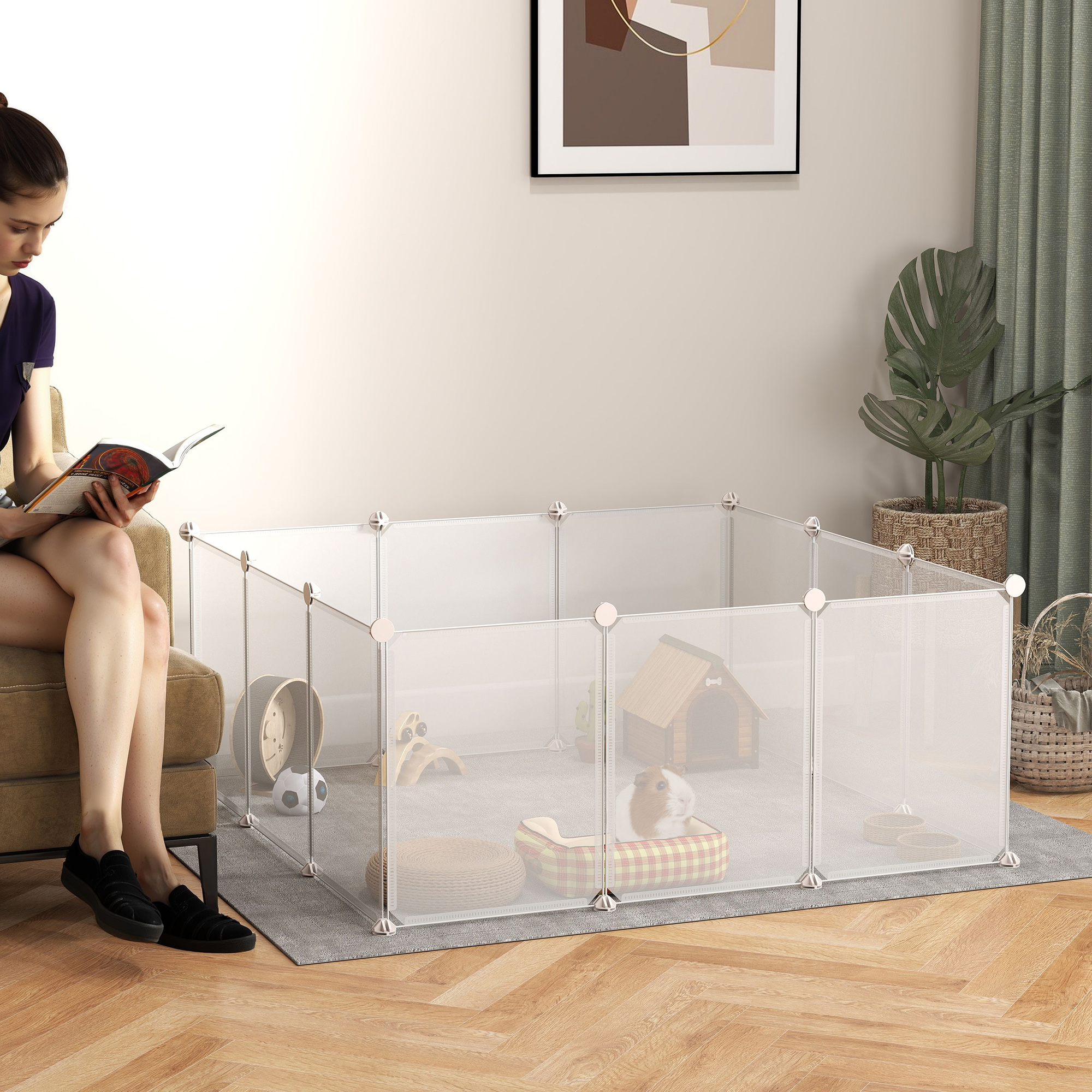 Parc animaux DIY clôture plastique 12 panneaux cochon d'Inde 18 x 14 po