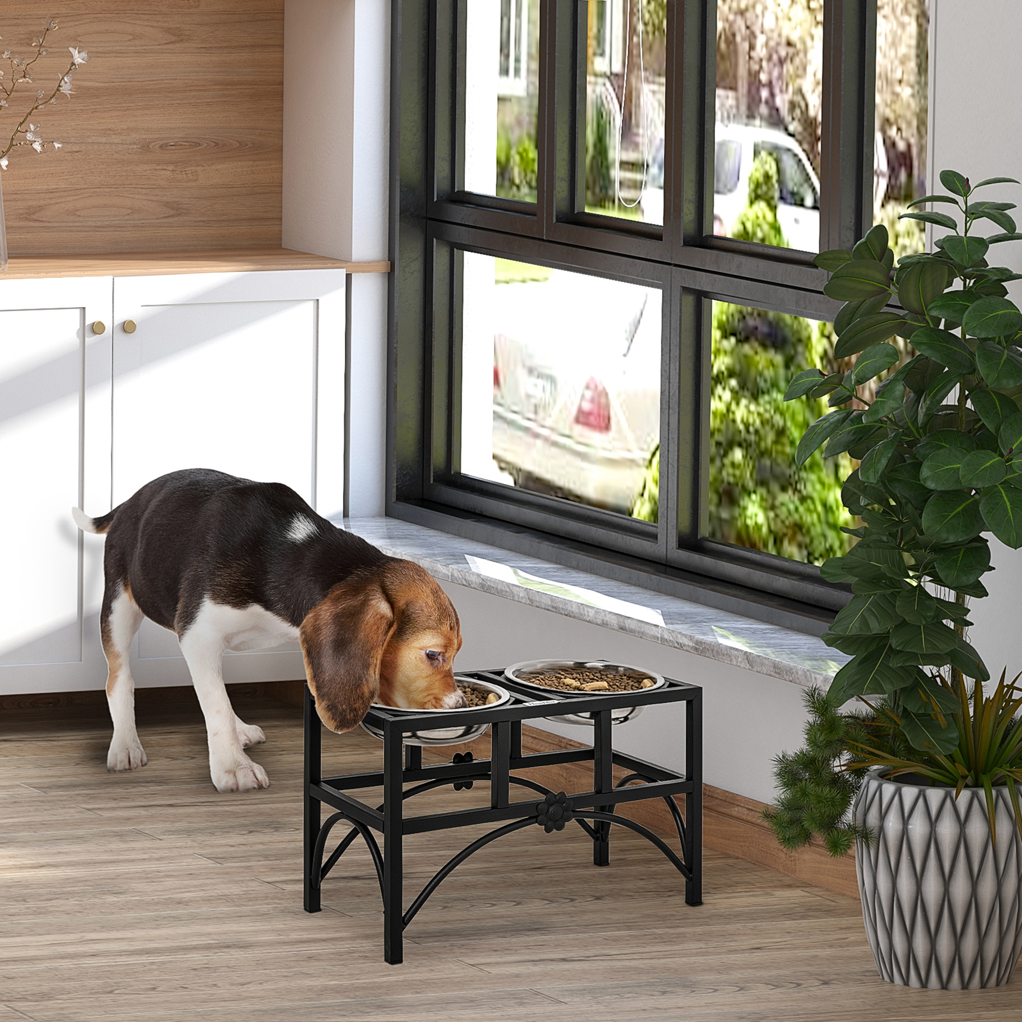 Gamelle chien inox surélevée 17" double