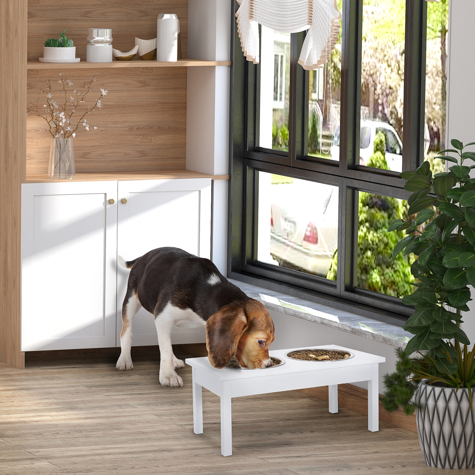 Gamelle surélevée chien 23po Bois Blanc
