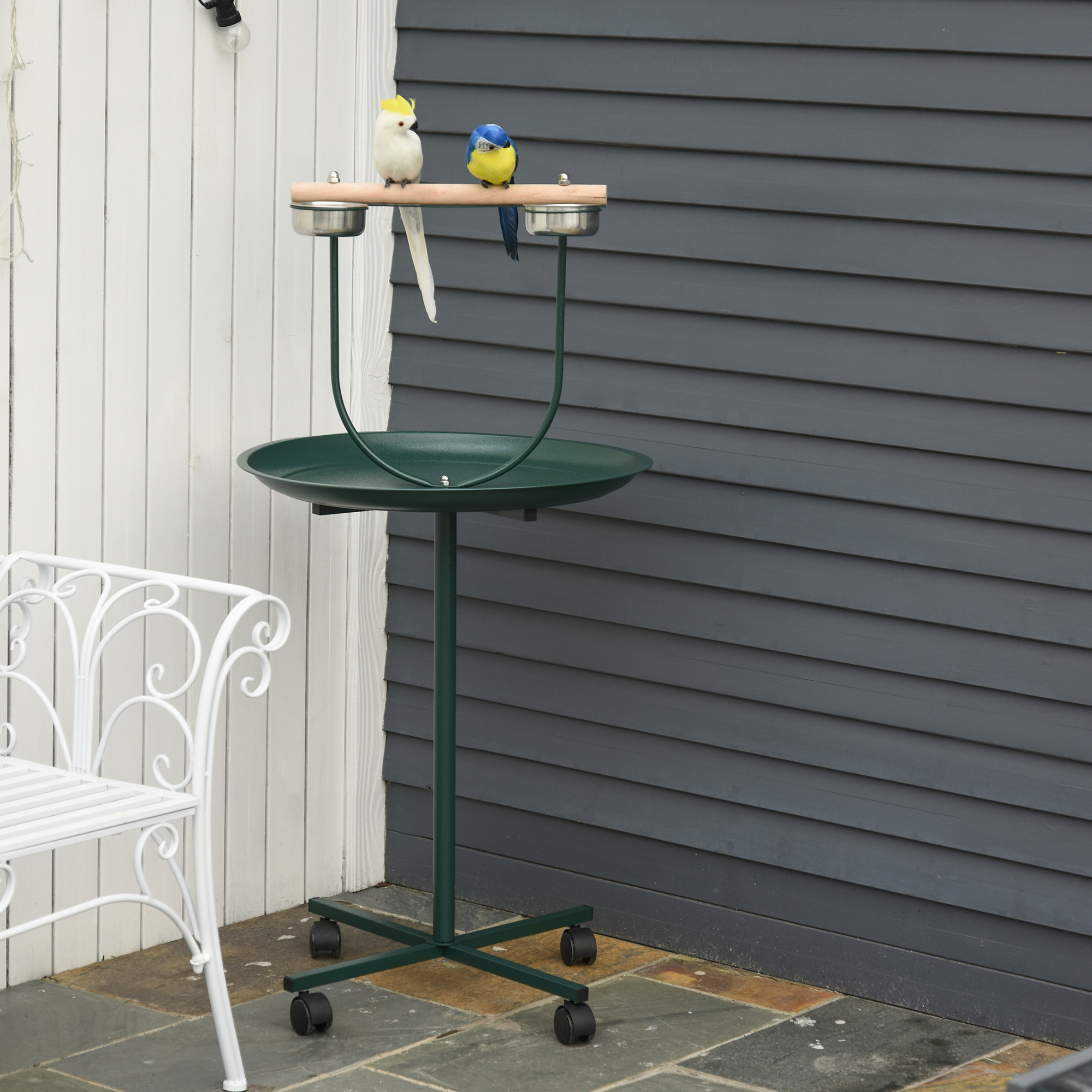 Perchoir oiseau 48" roulant, vert