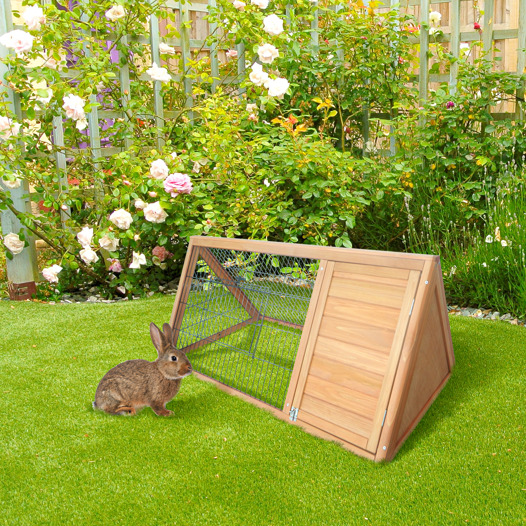 Hutch lapin bois enclos, cage petits animaux poules bruns