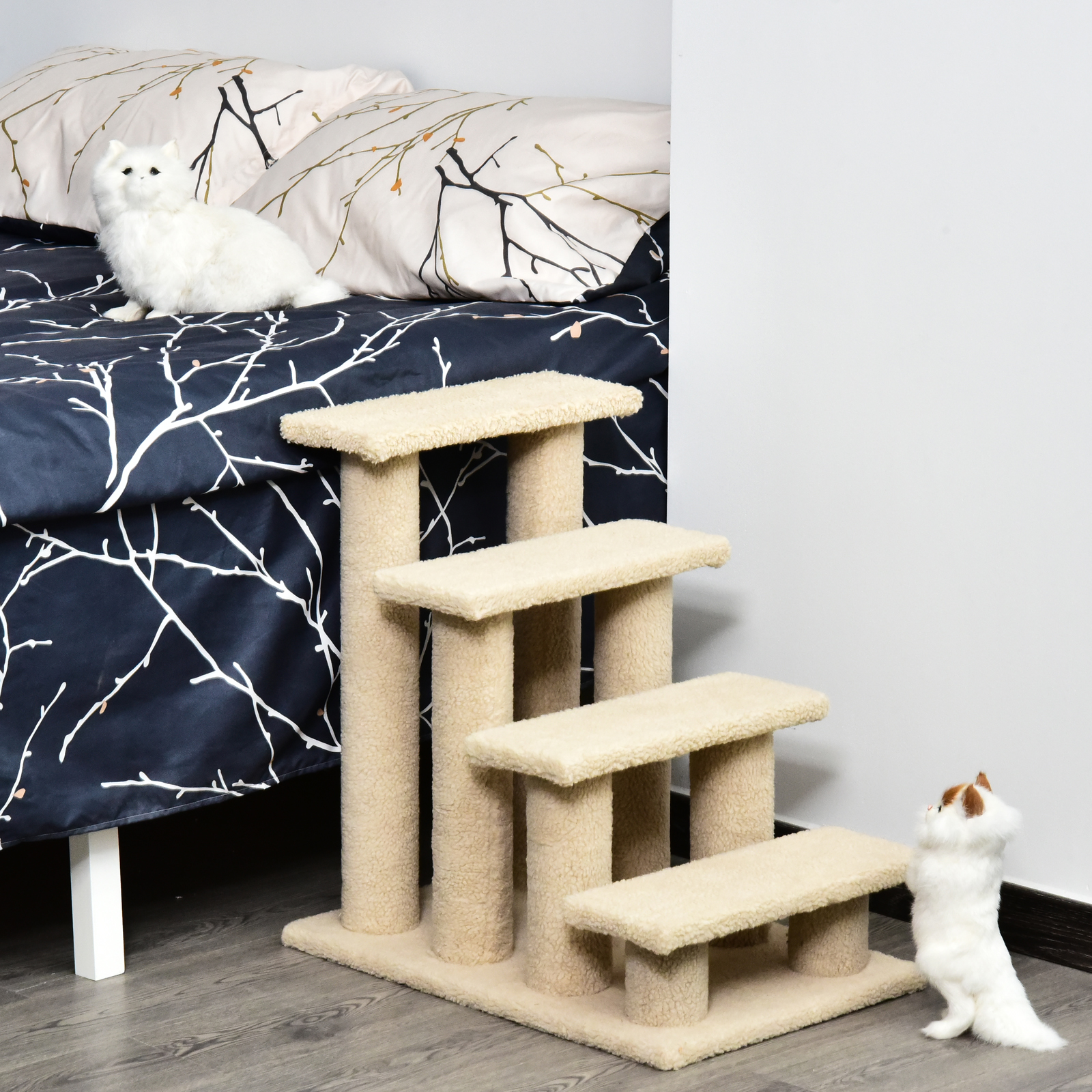 Escalier chat 25" 4 niveaux moquette blanc