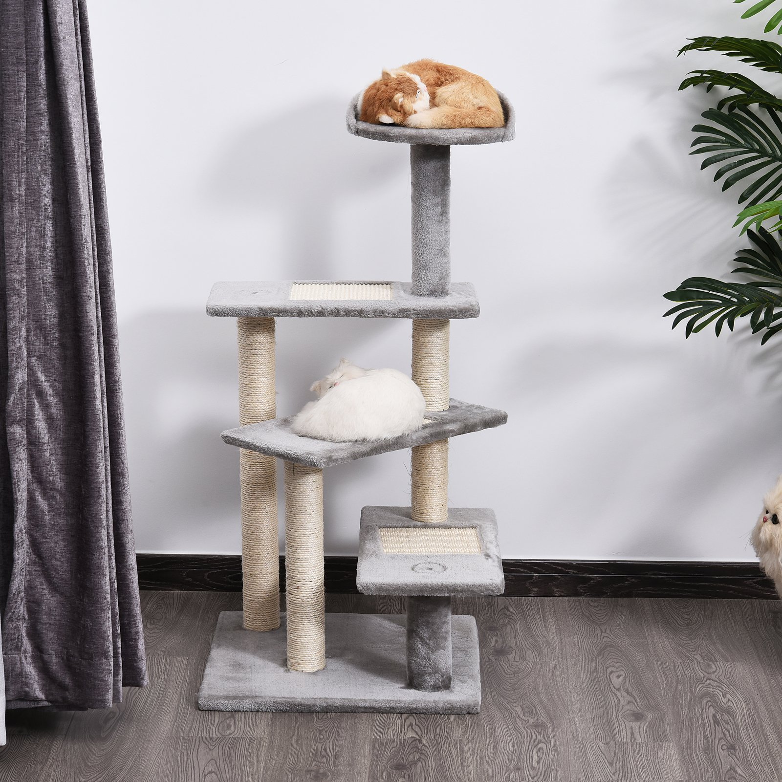 Arbre chat 5 niveaux escalier rotatif 40", gris