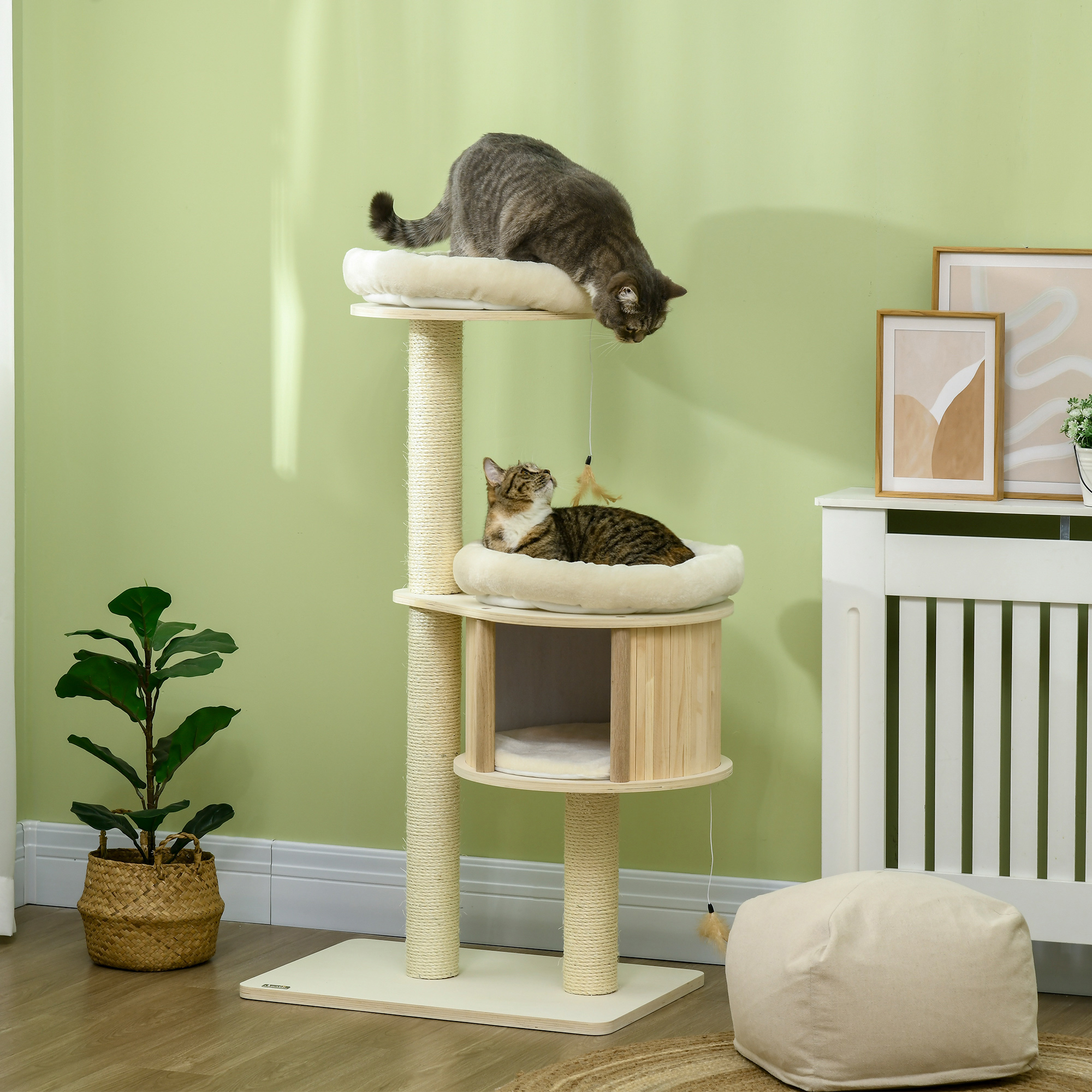 Arbre chat 3 niveaux poteaux griffage lit condo jouets