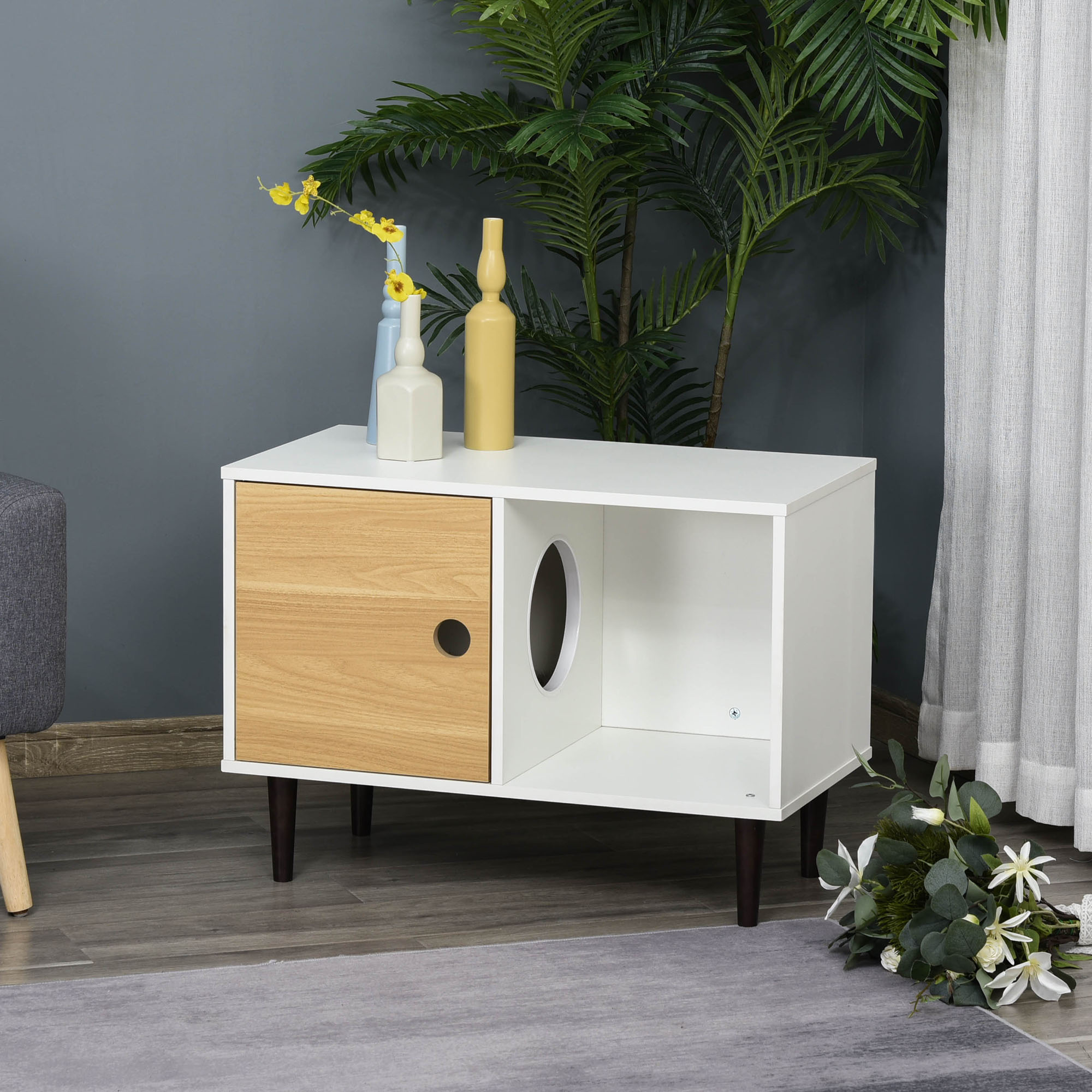 Maison chat bois coussin meuble table rangement surélevée