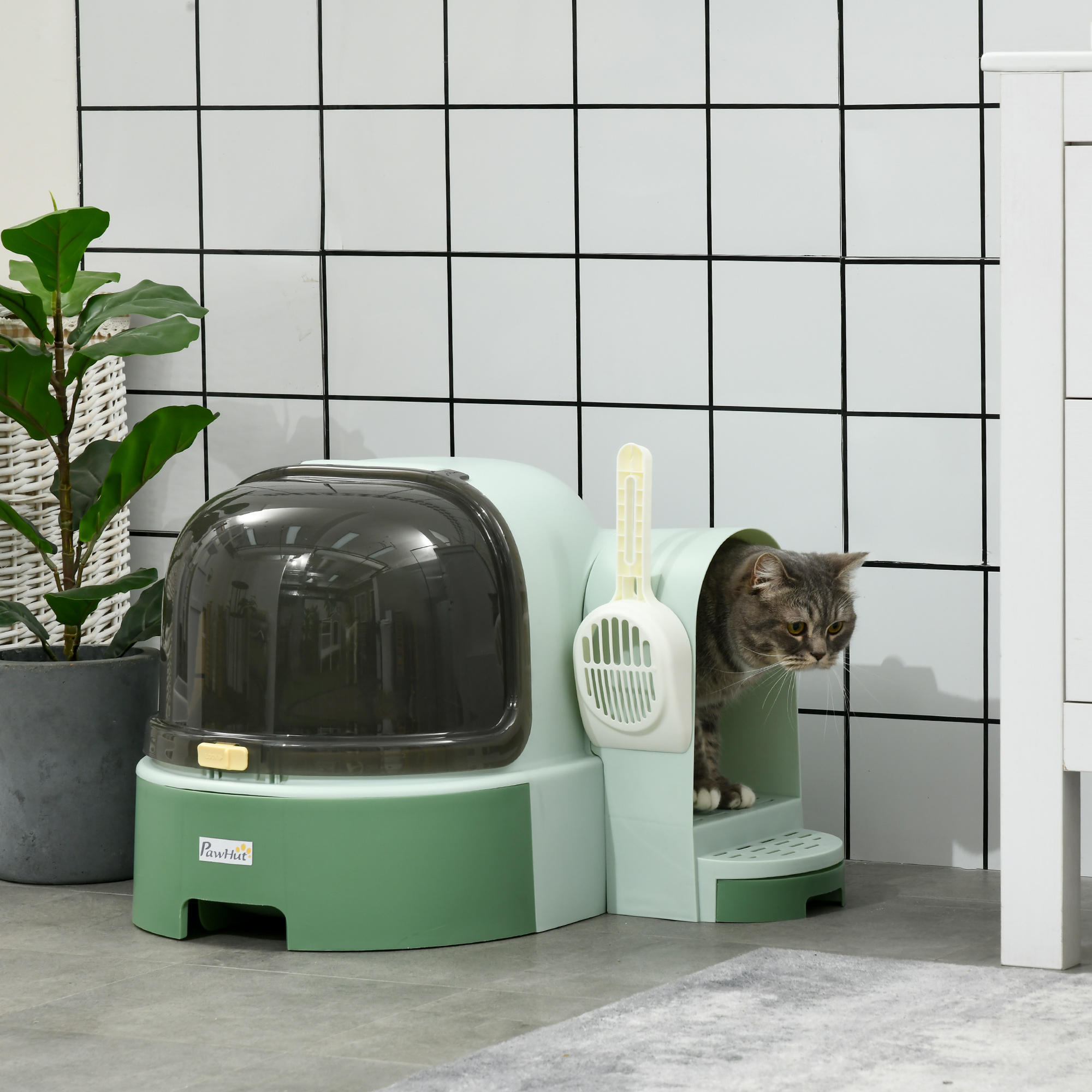 Bac litière chat ouvert pelle verte nettoyage facile
