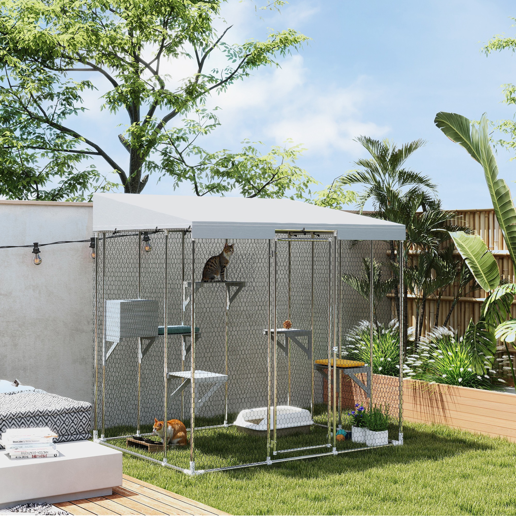 Grand catio acier 79" galvanisé boîte dodo plateformes