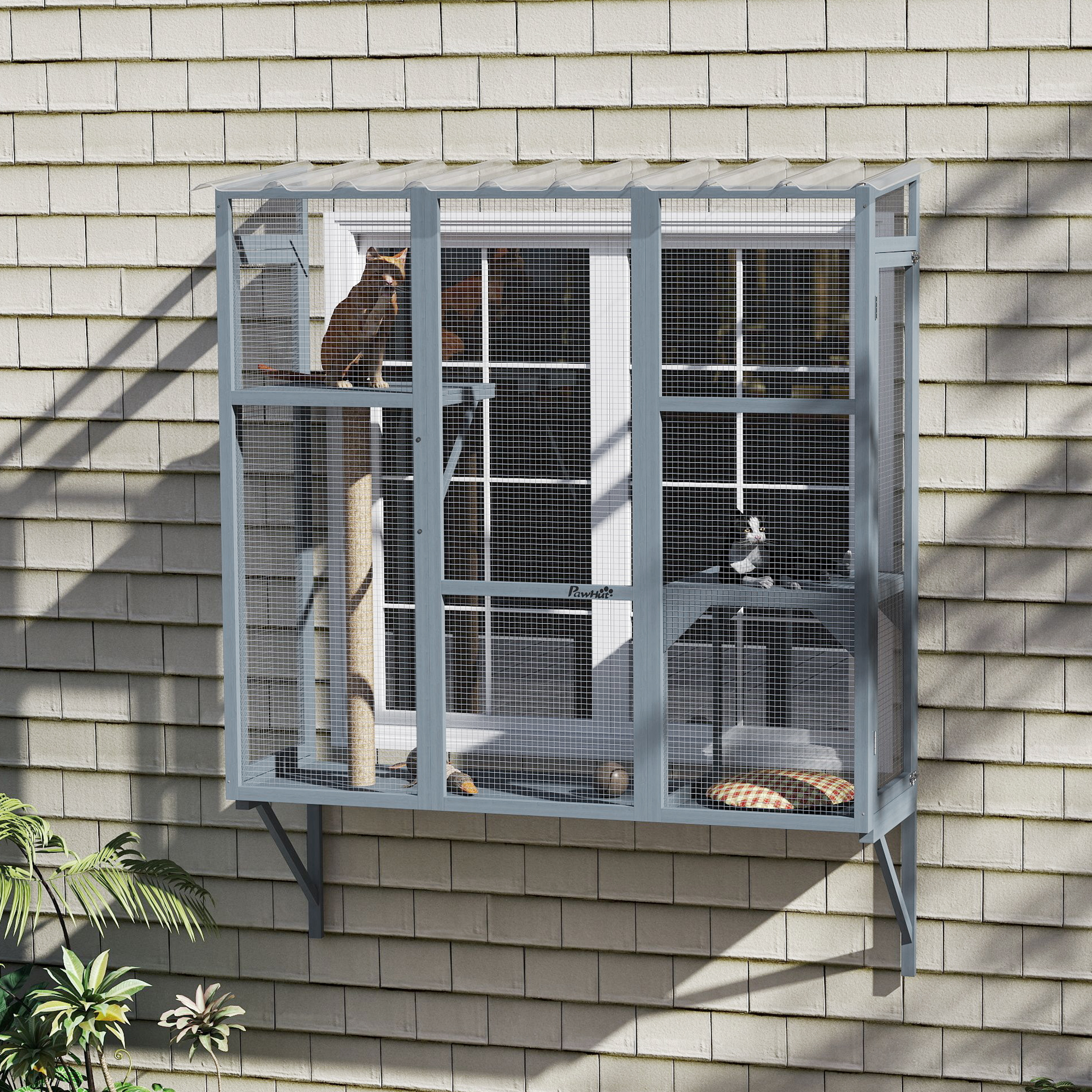 Catio fenêtre extérieur 2-3 chats, plateformes saut, griffoir