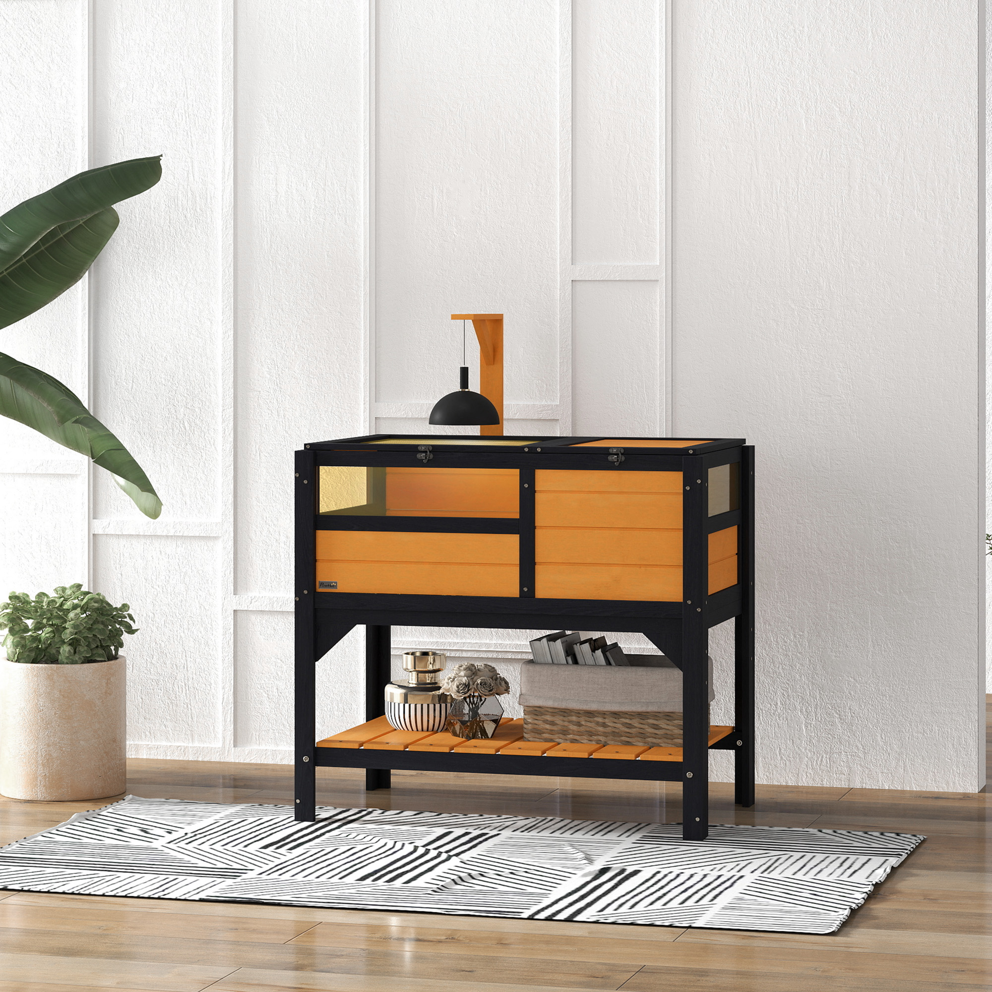 Habitat tortue avec rangement, accessoire cadeau, protection intempéries, jaune