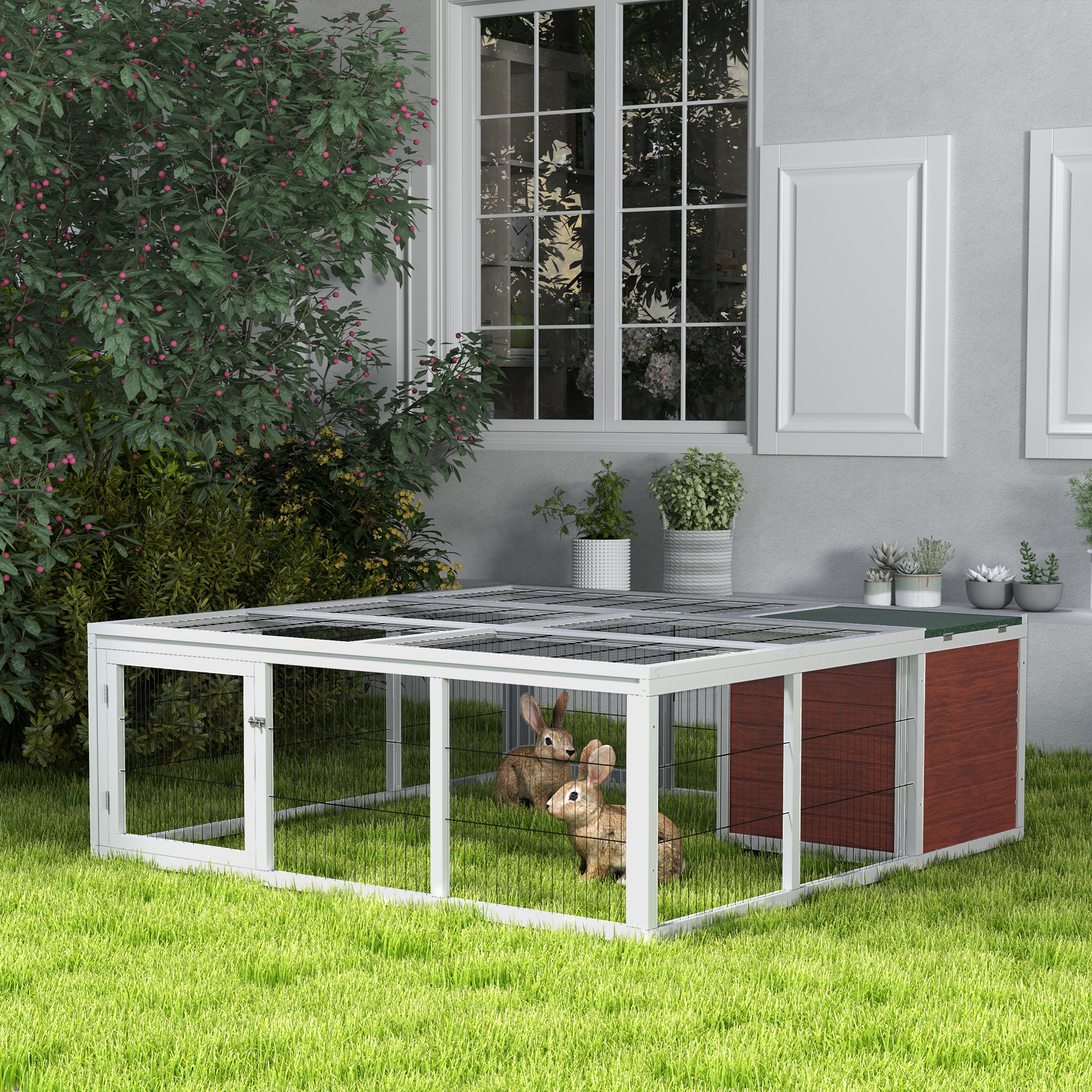 Clapier tortue bois 59 po, enclos couvert, rampe