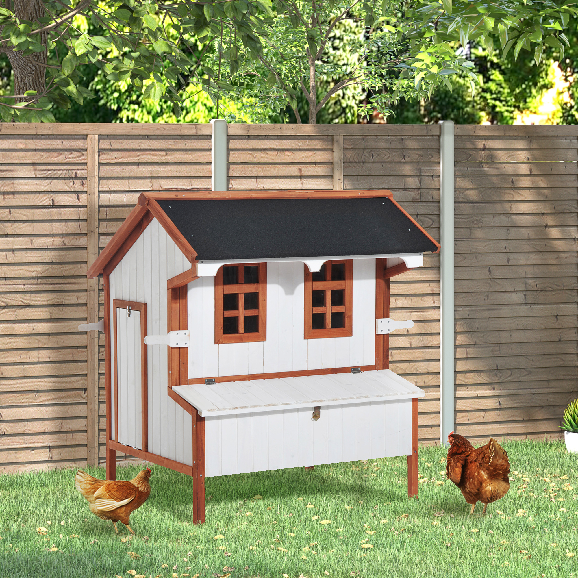 Poulailler 47" bois, toit étanche, nid, poignées, 3-5 poules, portable
