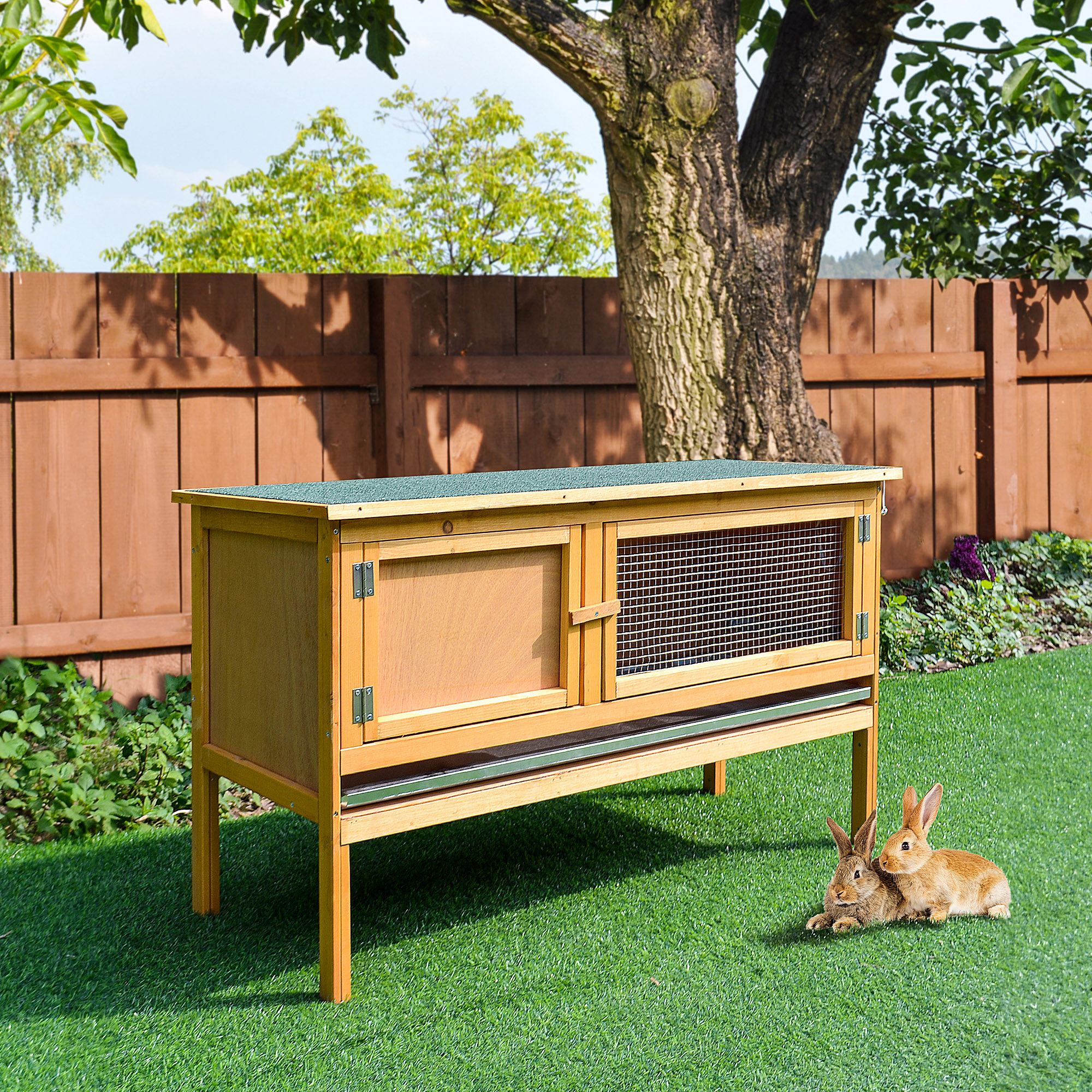 Clapier lapin bois toit imperméable plateau sans fuite, intérieur/extérieur