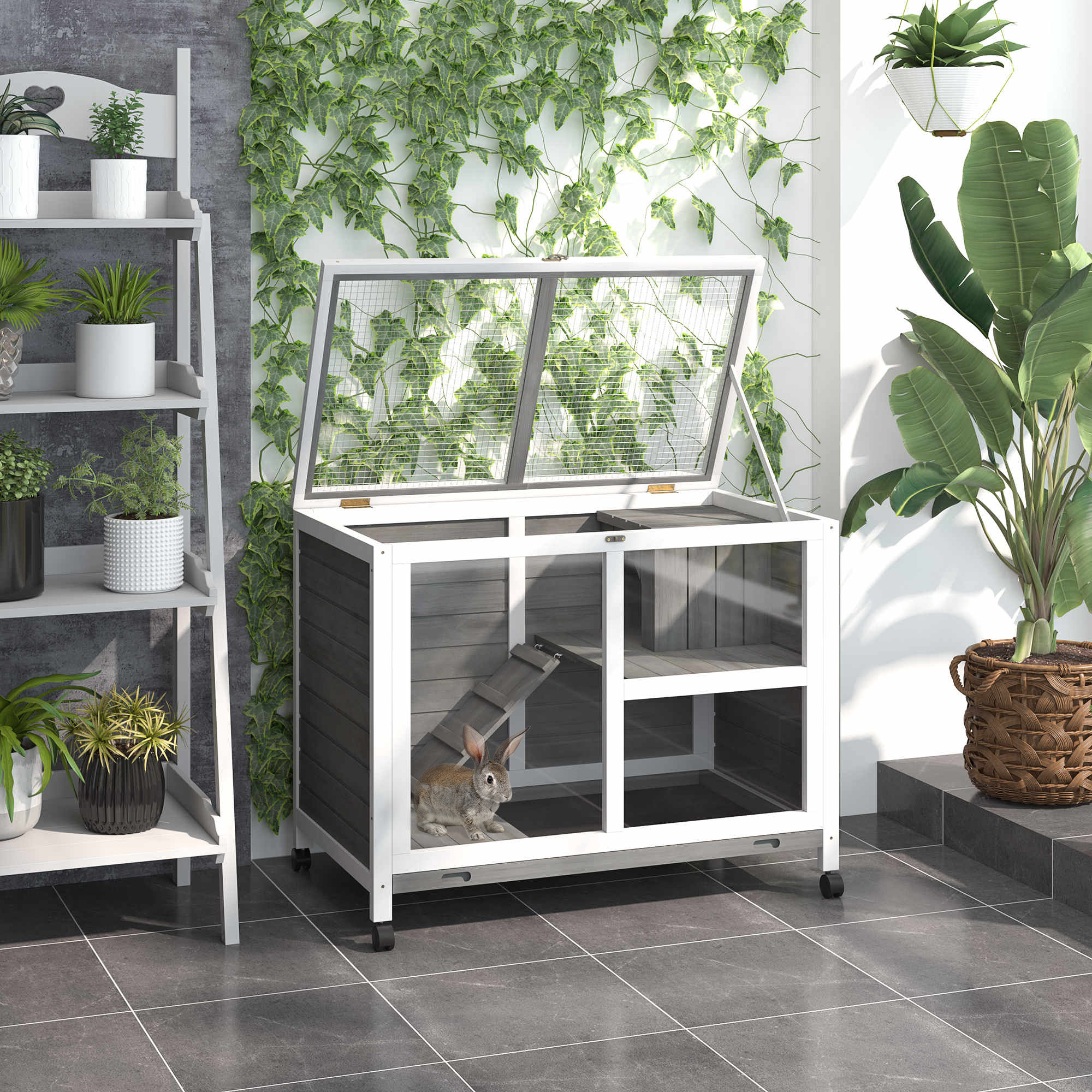Clapier lapin format bureau/table avec roulettes