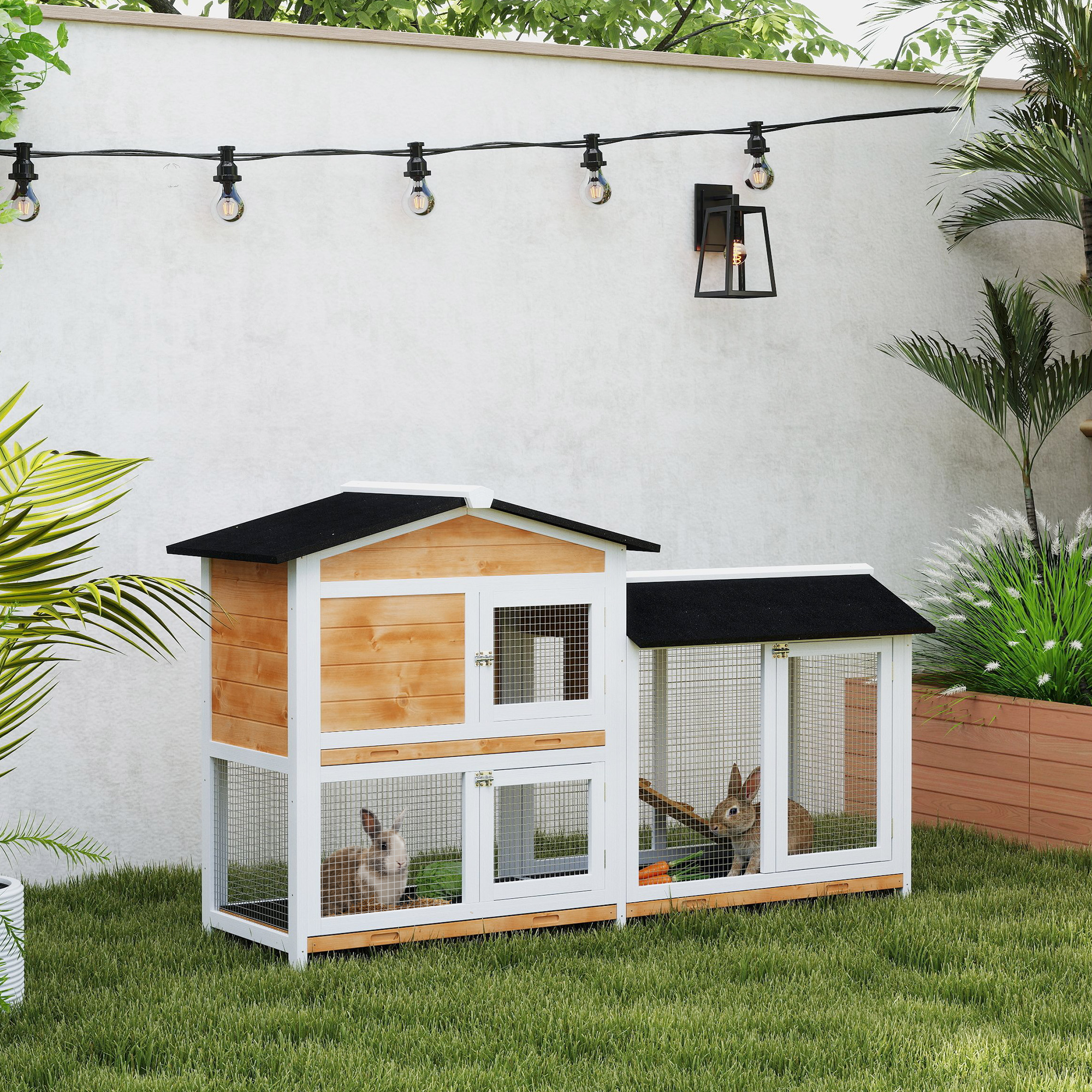 Clapier lapin 62" en bois avec toit asphalte