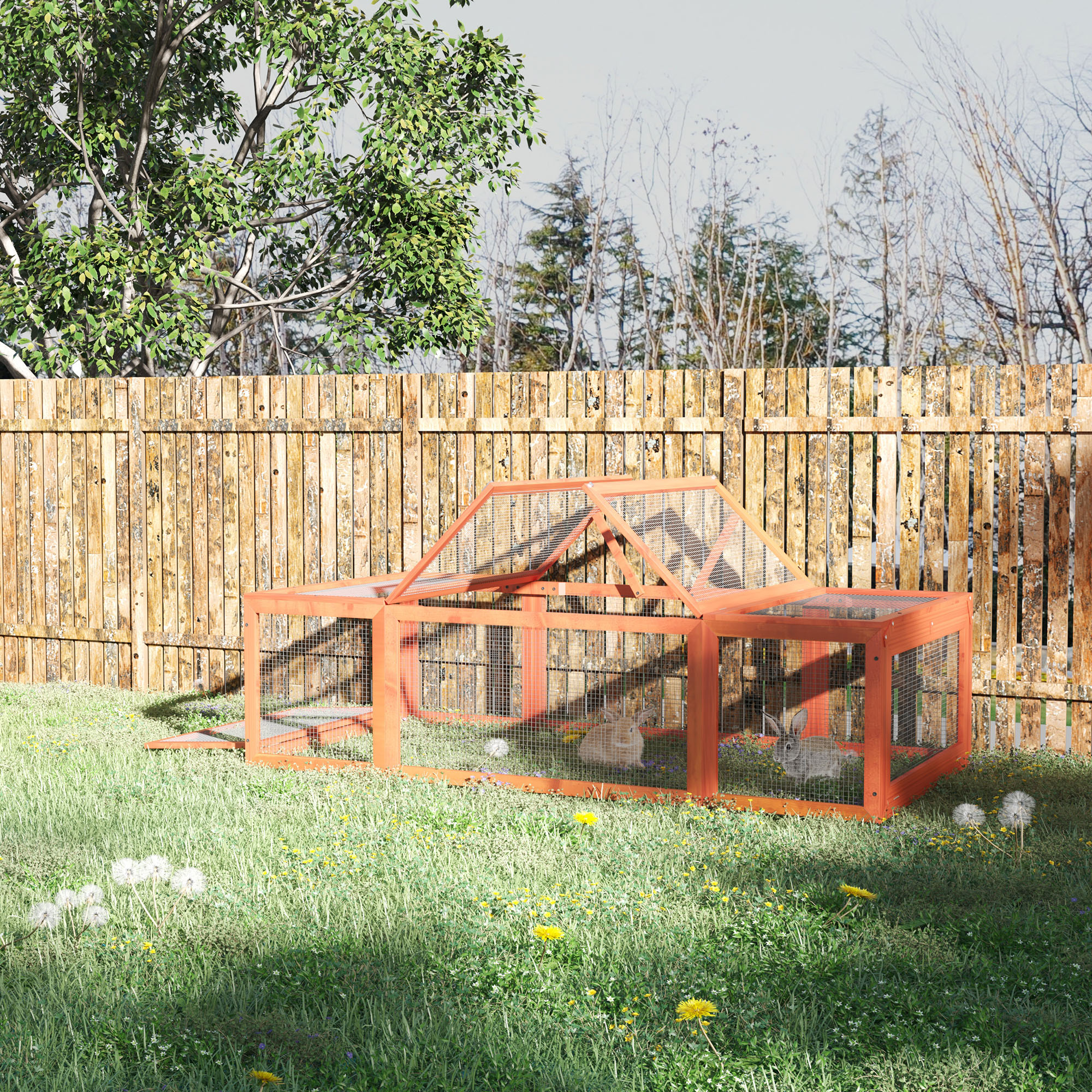 Clapier lapin bois habitat enclos extérieur naturel
