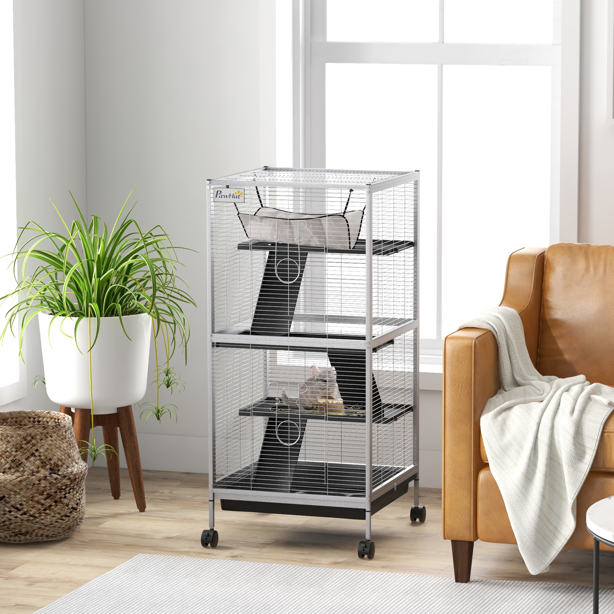 Cage petit animal roulante 45 po hamac ferret chinchilla 6 portes
