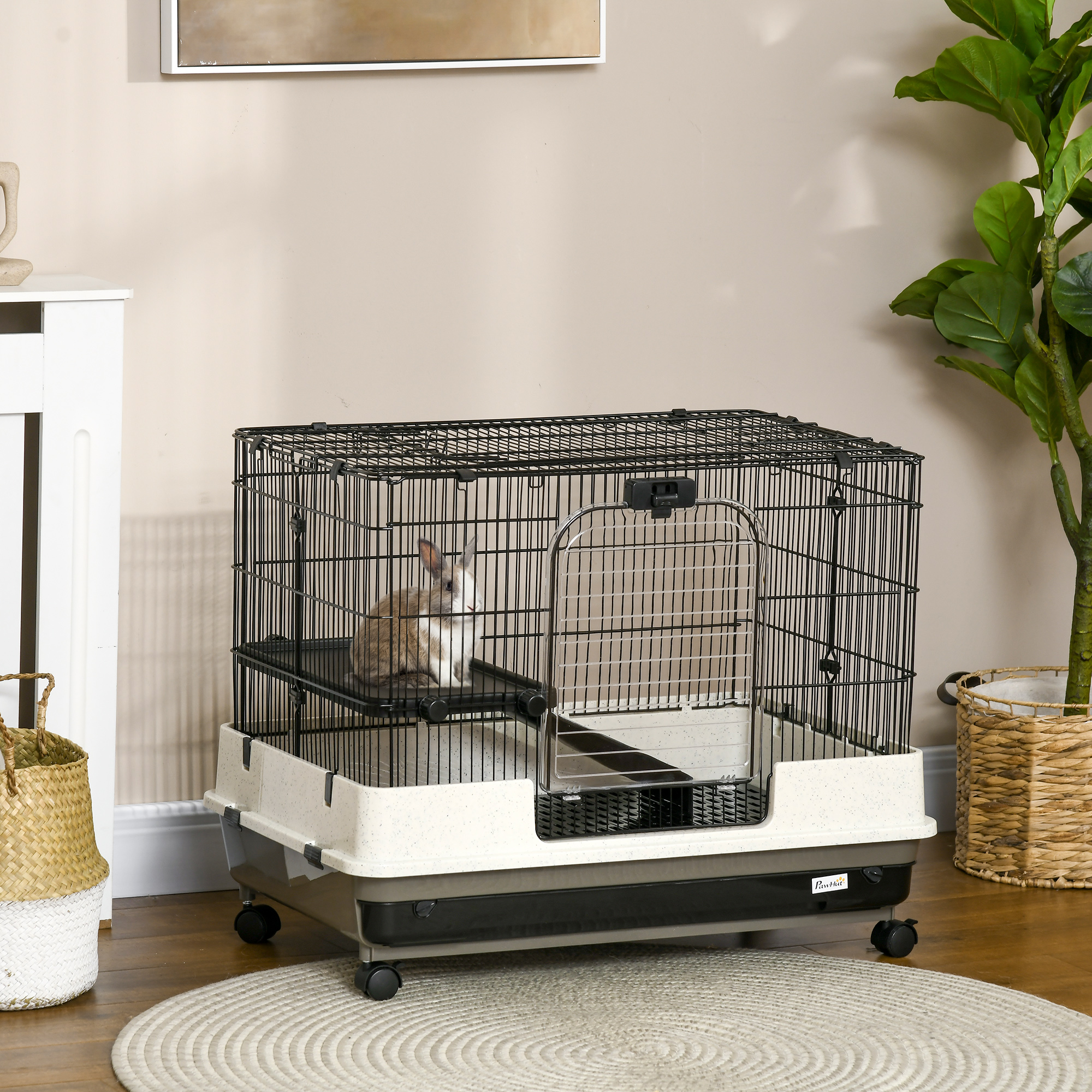Cage lapin 2 niveaux compacte roulante hamsters chinchillas gerbilles