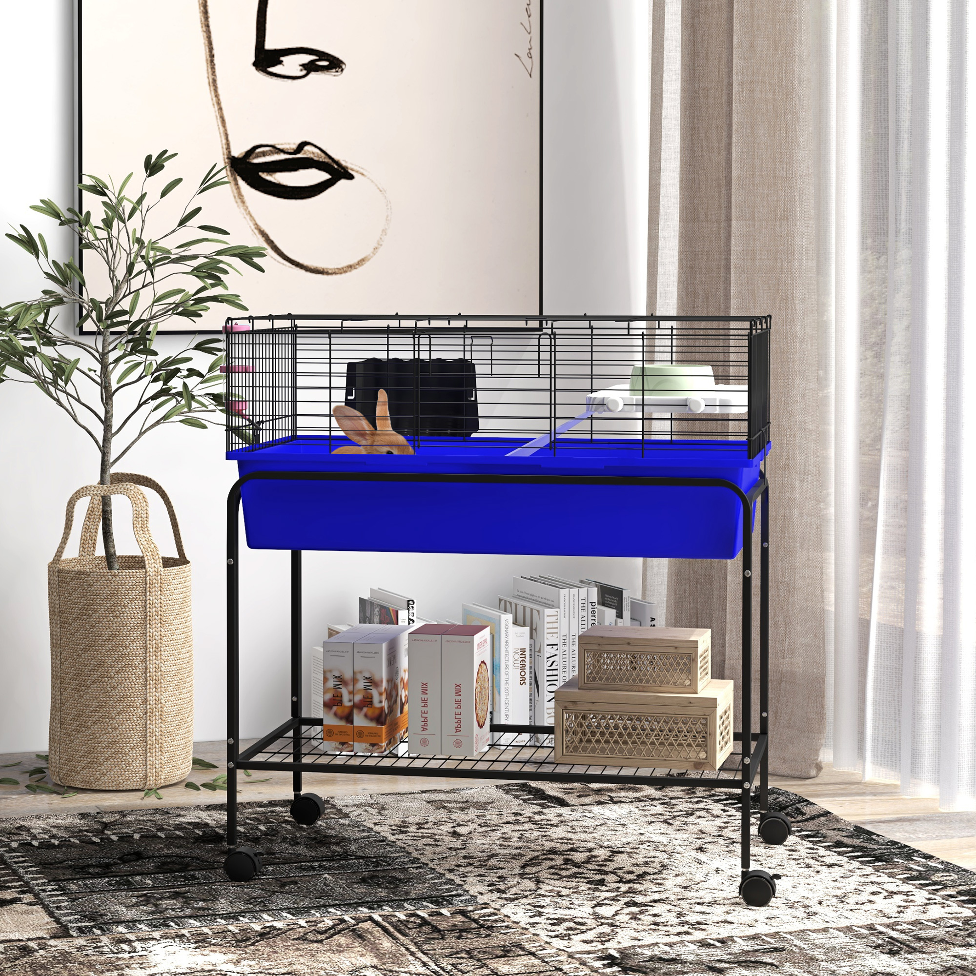 Cage petit animal 2 étages 33"x18,5"x35" bleu