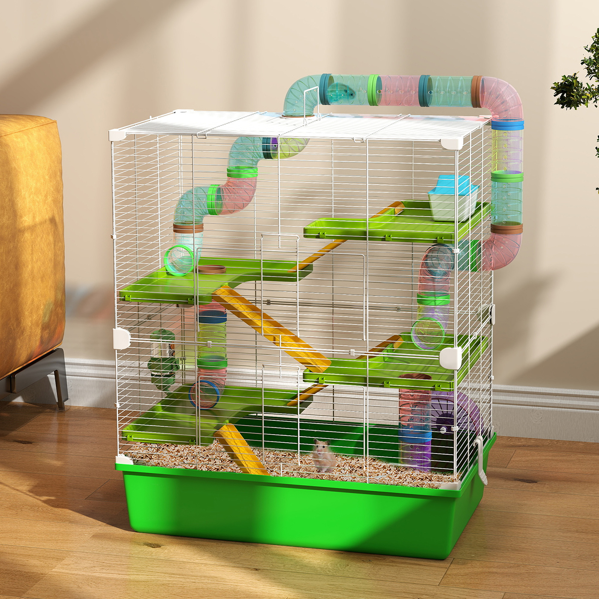 Cage hamster 5 étages 23 po avec roue, vert