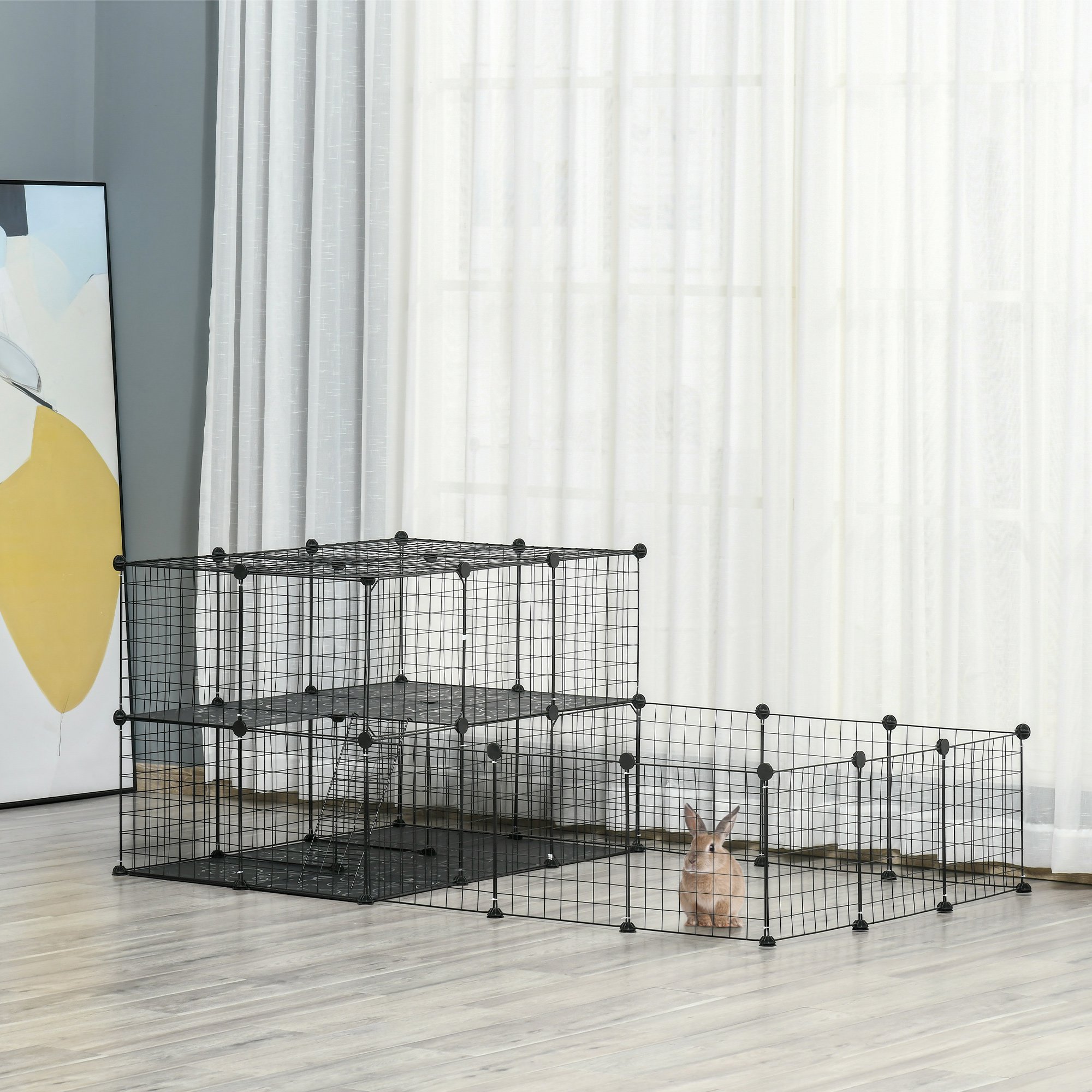 Enclos animal Porte Cage métal Maille Noir