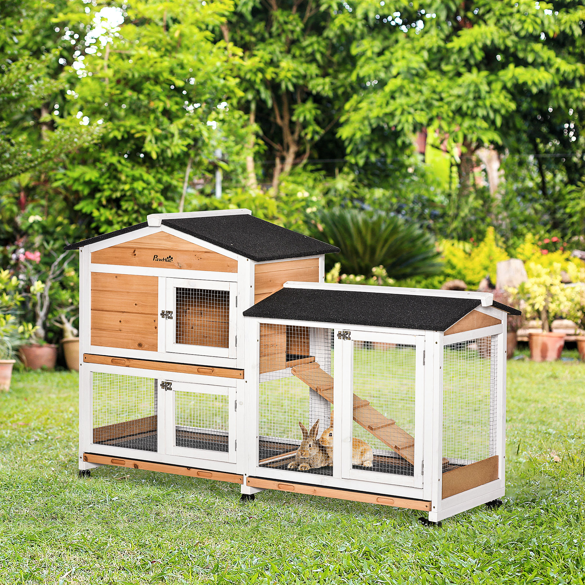 Poulailler mobile bois 62po, rampe, jaune