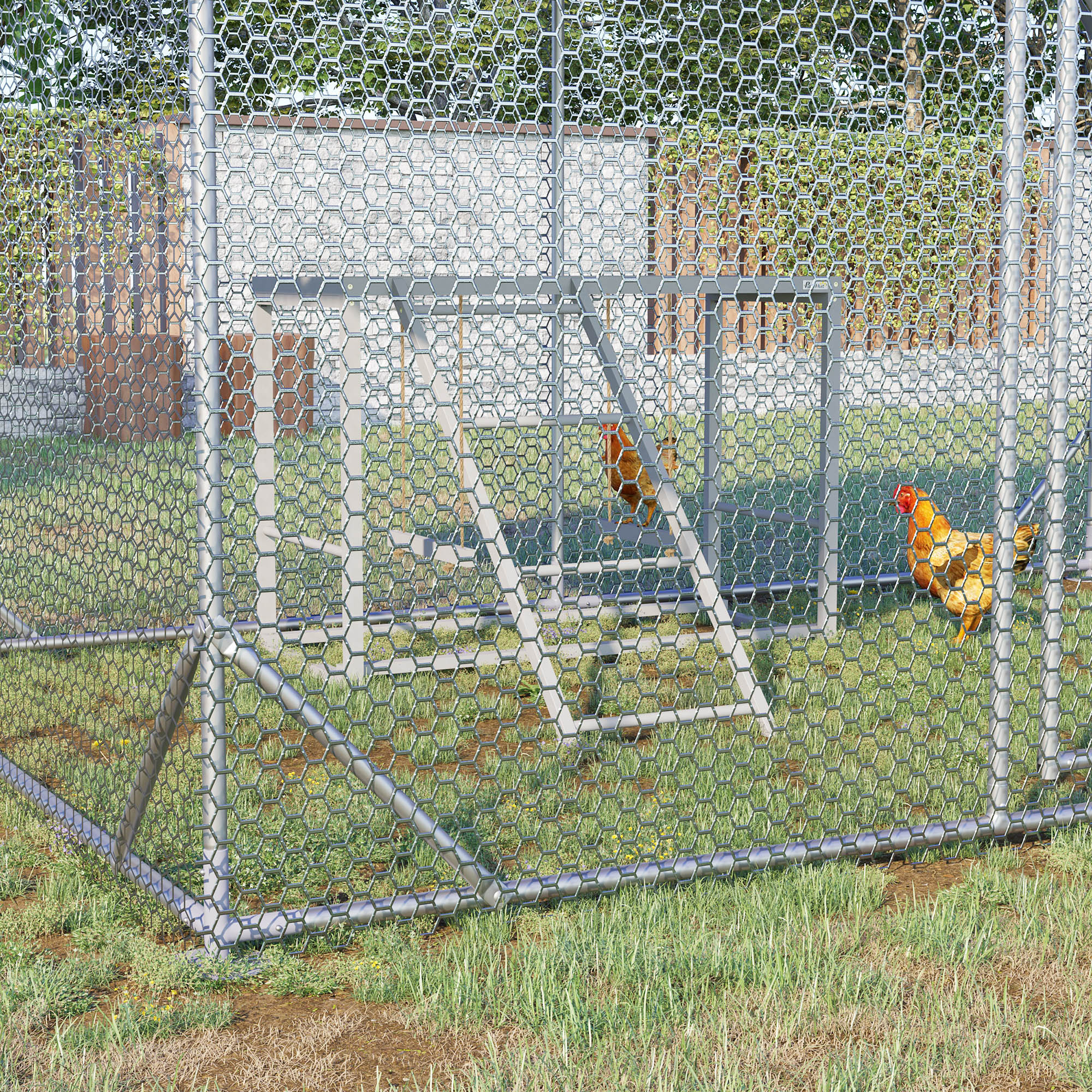 Parc jeux poules balançoire 3-4 oiseaux accessoire bois gris