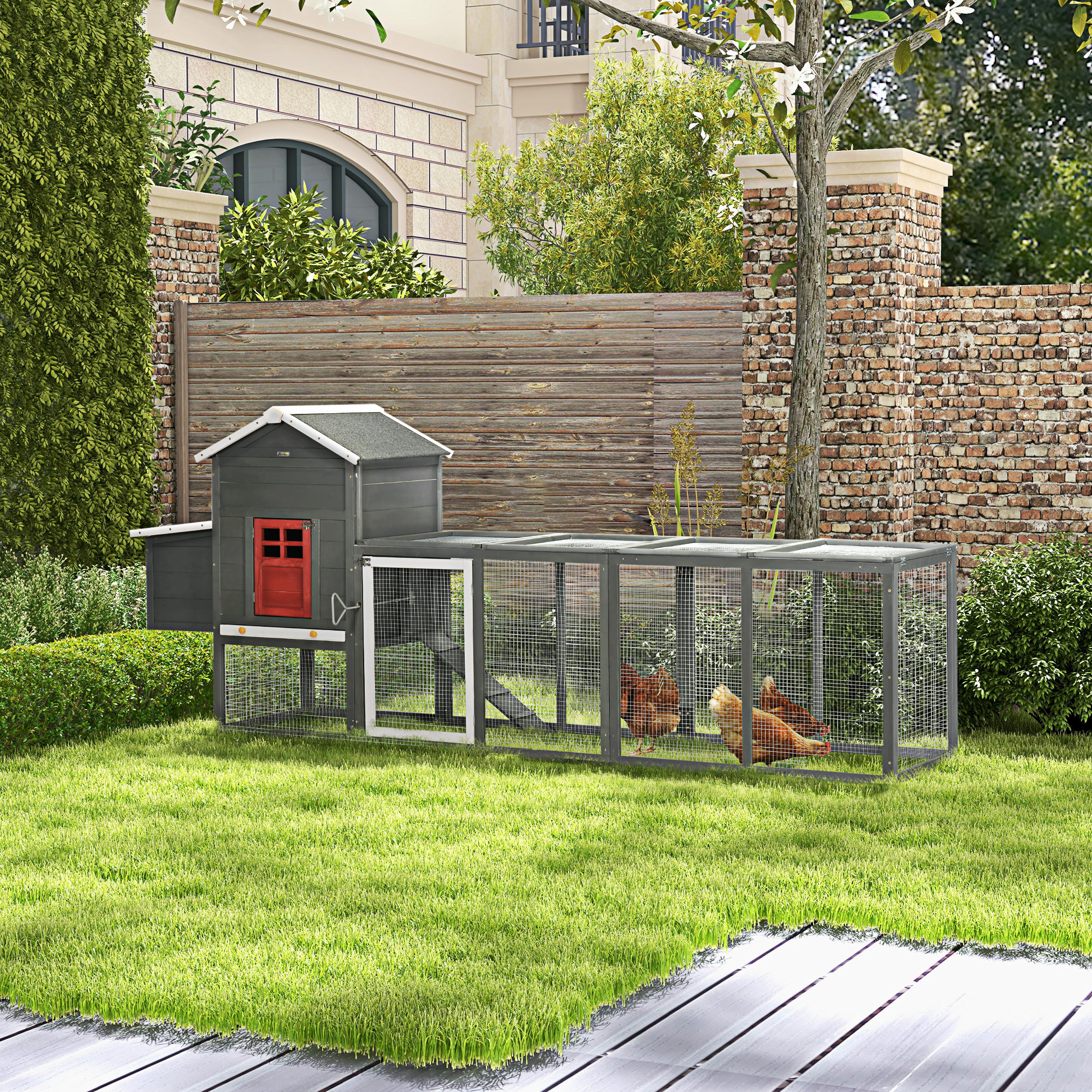 Poulailler 118" extra-large, toiture asphalte, 3-6 poules, gris