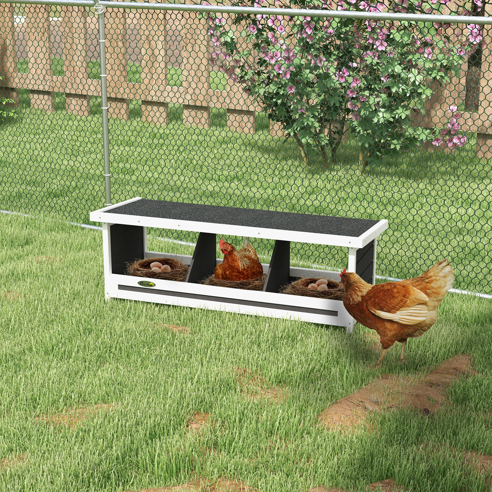 Pondoir poulailler 3 poules toit asphalte gris