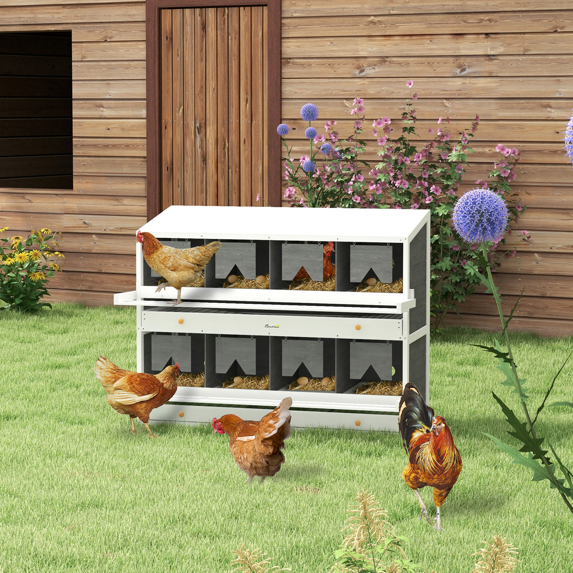 Nichoir poules 8 compartiments bois 16-32 poules