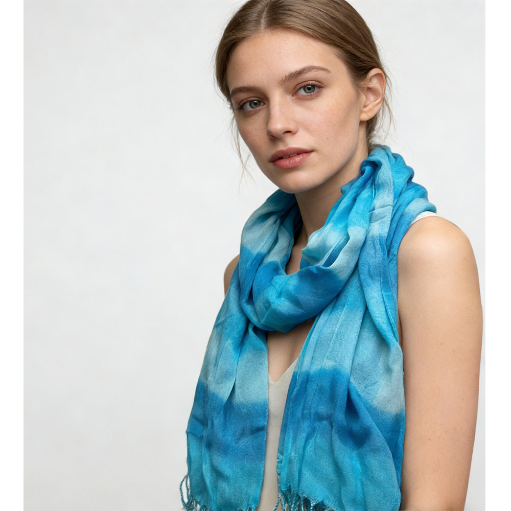 Foulard turquoise aquarelle pour femme et homme