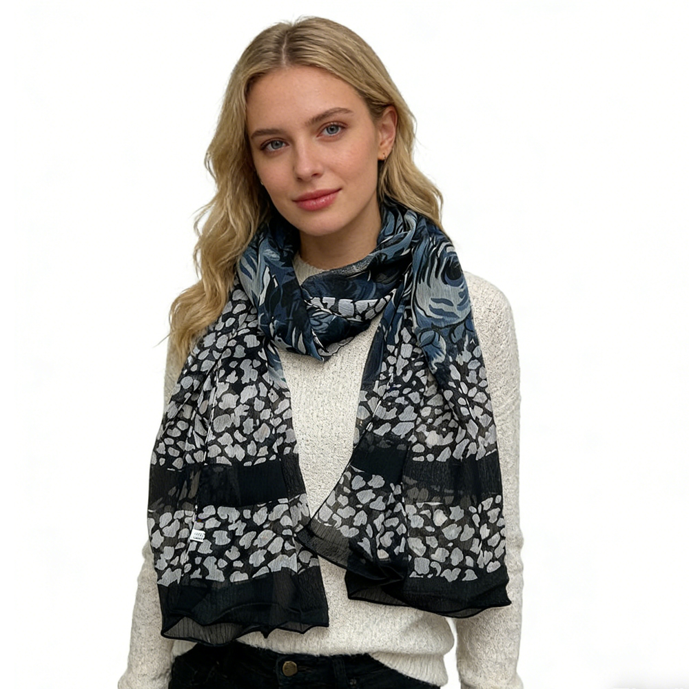 Foulard noir classique intemporel scroll