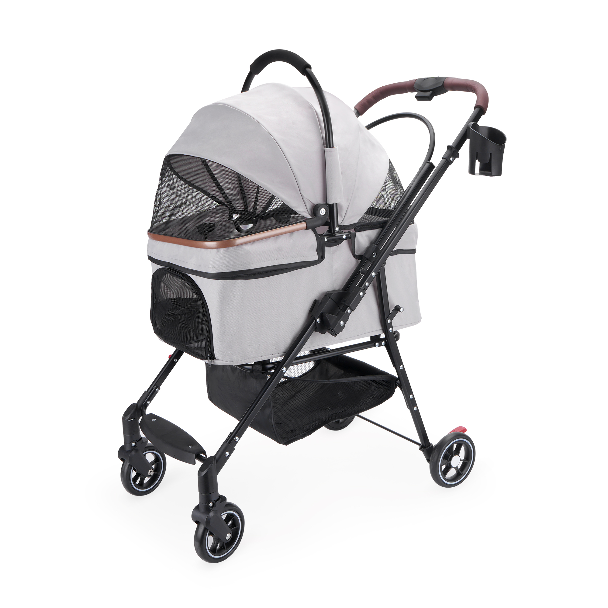 Poussette chat/petit chien 4 roues pivotantes, sac