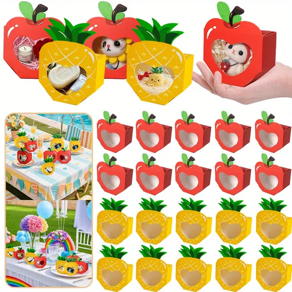 20 Pcs boîtes friandises 3D fenêtre formes fruits fêtes