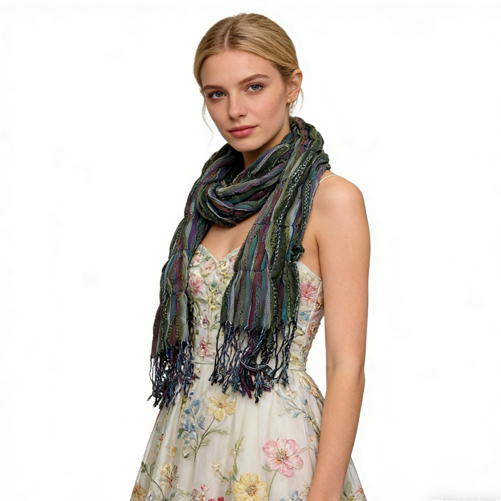Foulard texture utilitaire jacquard vert armée