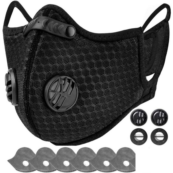 Masque réutilisable demi-visage filtre noir cyclisme sport