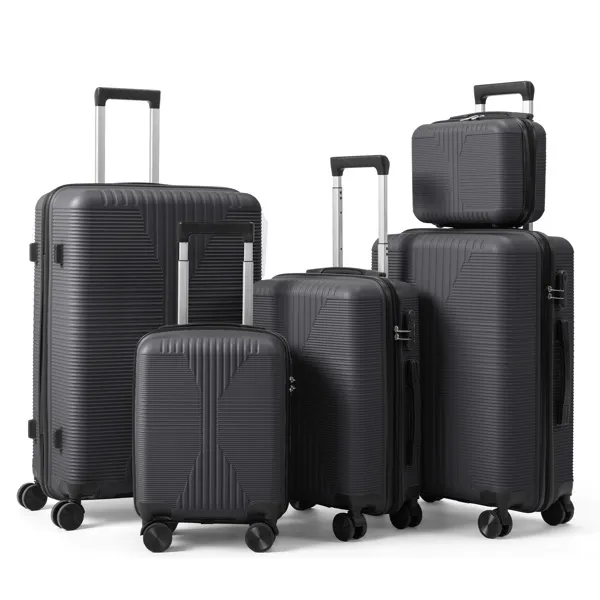 Valise trolley PP 5-en-1 sans verrou TSA, gris foncé