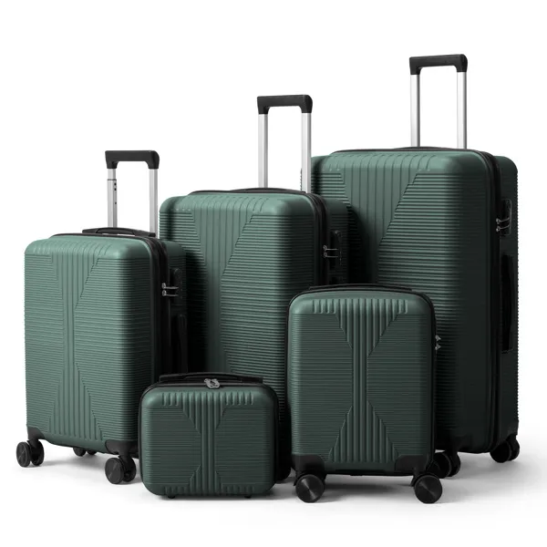 Valise trolley PP 5-en-1 non-TSA vert foncé, multi-tailles