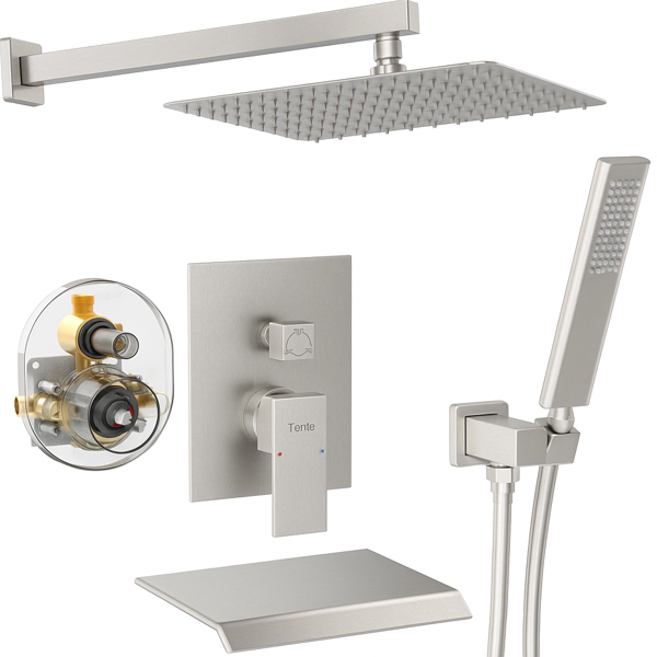 Système douche pluie 12po nickel brossé