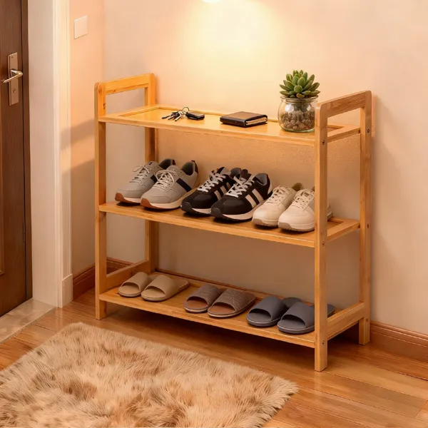 Meuble à chaussures bambou 3 étages naturel 68x25x51,5cm