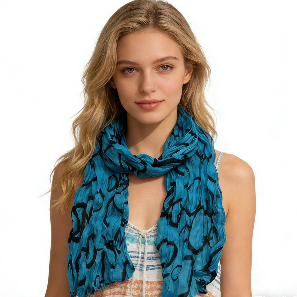 Foulard turquoise texturé, sarong ou foulard de tête