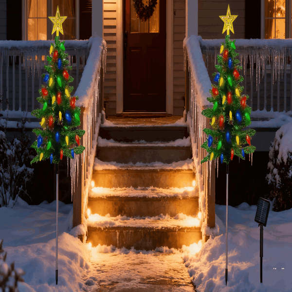 2x Lumières sapin Noël solaires 37,4po, 100 LED