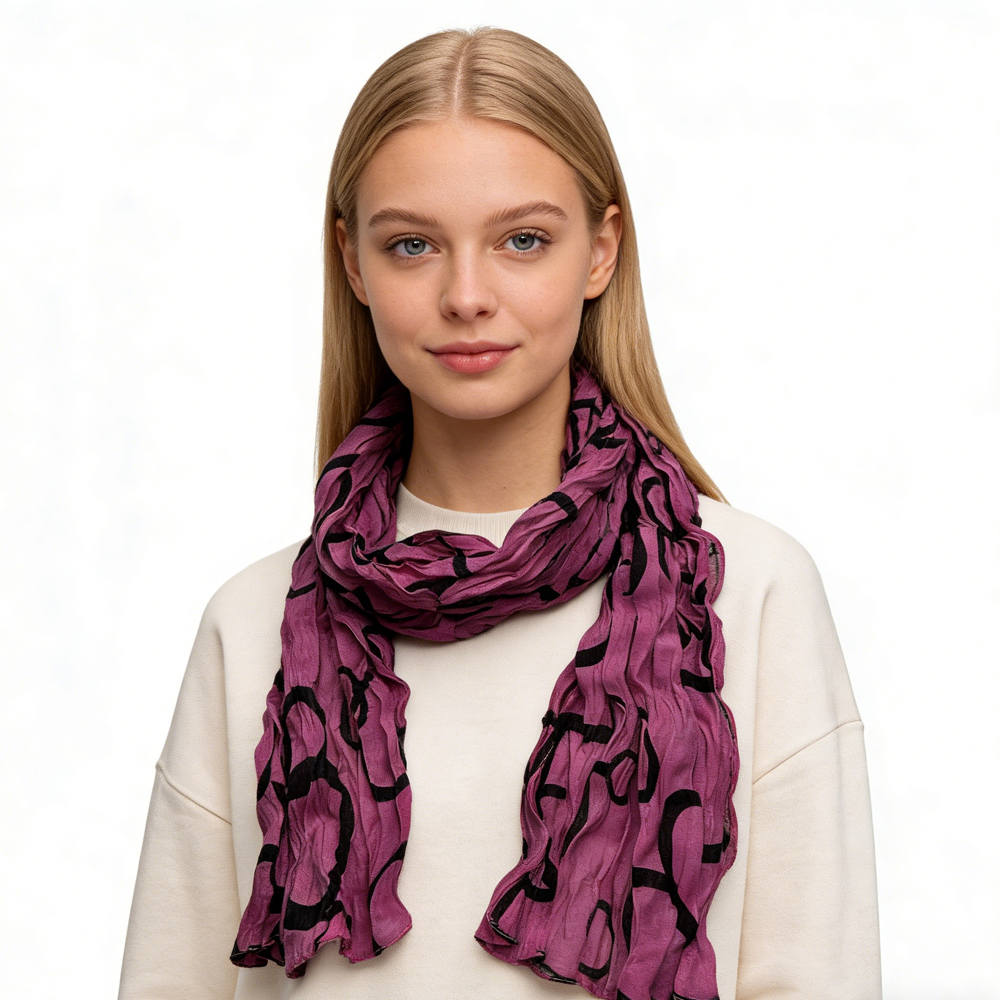 Foulard rose texture plissée vacances fête bureau femme