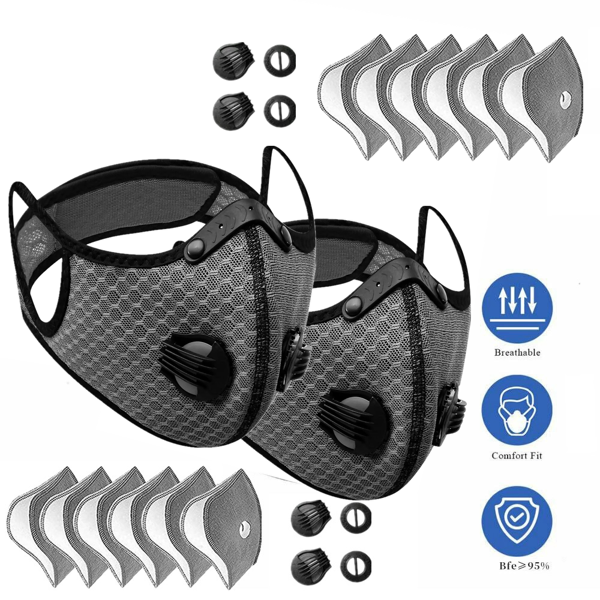 Masque facial réutilisable demi-visage filtre gris