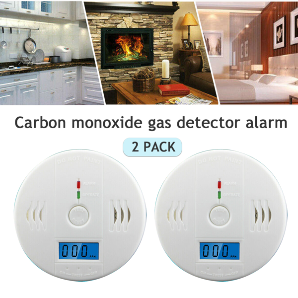 2x Détecteur monoxyde carbone LCD - Alarme sécurité maison