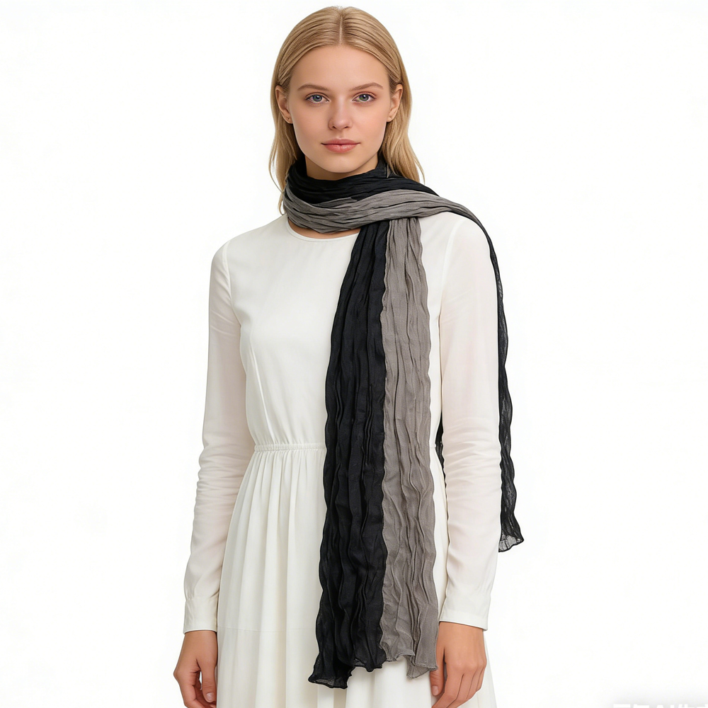 Foulard texturé casual kaki noir femme homme décontracté