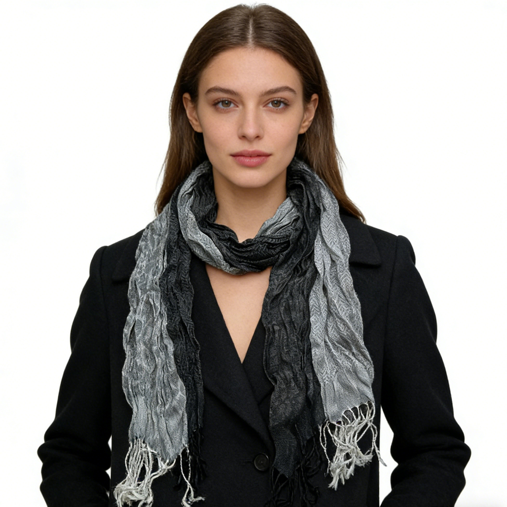 Foulard jacquard gris épais polyester pour femmes et hommes