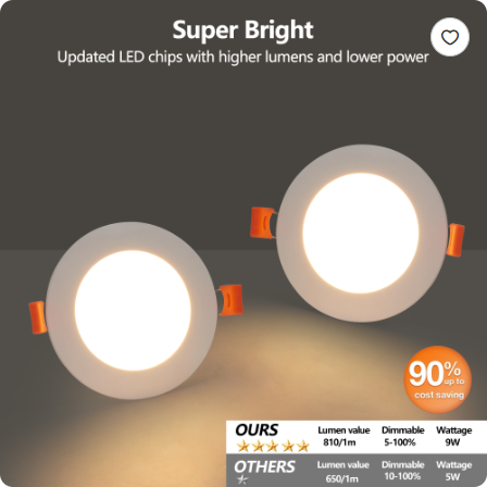 12 luminaires encastrés DEL 4 po, dimmables 2700K-5000K